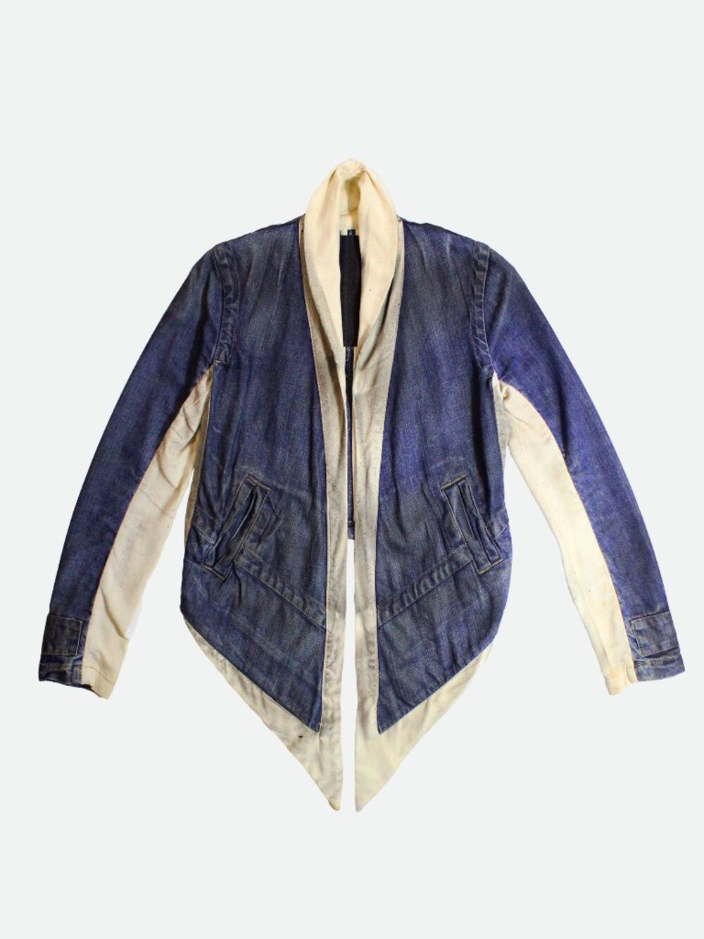 Rick Owens SLAB - Archive Shawl Collar Denim Jacket - Petite - Distressed Wax